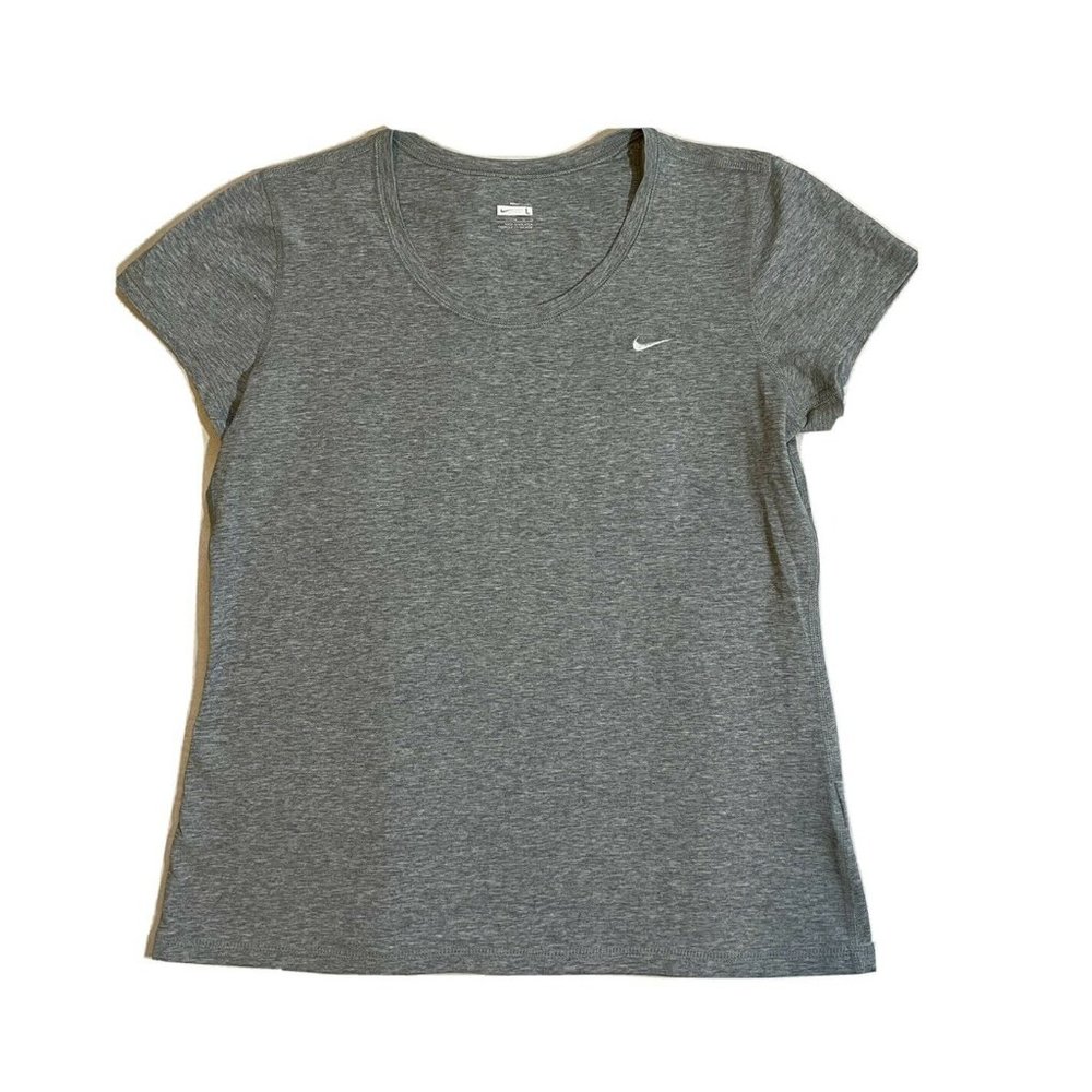 Nike Dry Fit Gray Scoop Neck Large SS T-Shirt